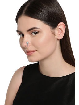 Zaveri Pearls - Combo Of 4 Antique Silver Tone Clip-On Nose Pins