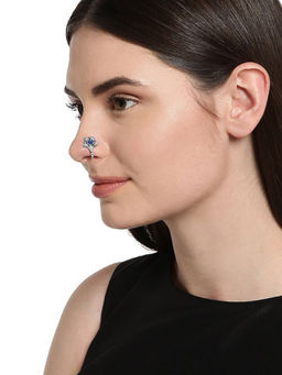 Zaveri Pearls - Combo Of 4 Antique Silver Tone Clip-On Nose Pins