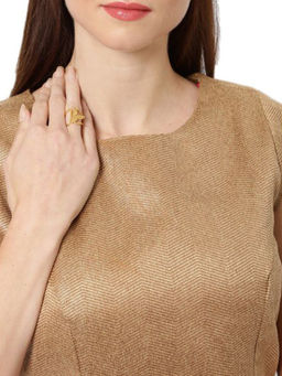 Zaveri Pearls - Gold Tone Puffin Bird Design Adjustable Finger Ring