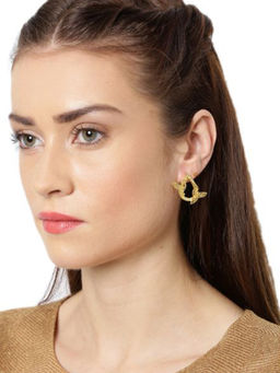 Zaveri Pearls - Gold Tone Puffin Bird Design Stud Earring