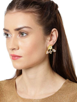 Zaveri Pearls - Gold Tone Flower Design Embellished With Druzy Stones Stud Earring