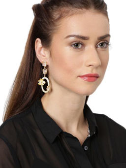 Zaveri Pearls - Gold Tone Flower Design Embellished With Druzy Stones Dangle Earring