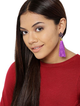 Zaveri Pearls - Contemporary Style Purple Tassel Earring