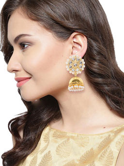 Zaveri Pearls - Gold Tone Traditional Pearls & Kundan Jhumki Earring