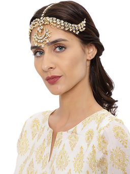 Zaveri Pearls - Gold Tone Kundan & Pearls Traditional Mathapatti