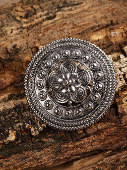 Zaveri Pearls - Silver Tone Adjustable Finger Ring