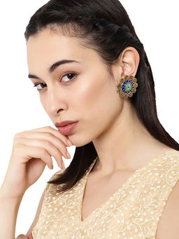 Zaveri Pearls - Two Tone Beautifully Enamelled Circular Stud Earring