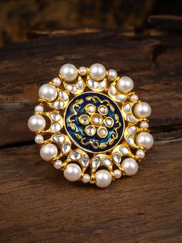 Zaveri Pearls - Gold Embellished With Pearls & Meenakaari Finger Ring