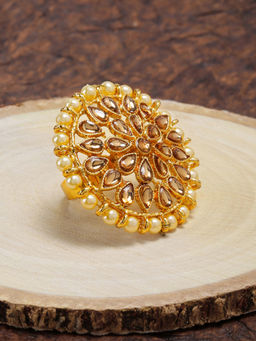 Zaveri Pearls - Gold Tone Circular Shape Traditional Finger Ring