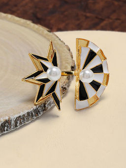 Zaveri Pearls - Beautifully Enamelled Contemporary Adjustable Finger Ring