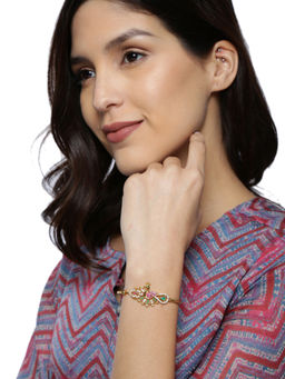 Zaveri Pearls - Cubic Zirconia Studded Peacock Design Openable Kada