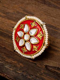 Zaveri Pearls - Gold Tone Meenakari Traditional Finger Ring