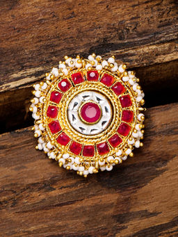 Zaveri Pearls - Gold Tone Embellished With Pearls Traditional Finger Ring