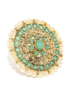 Zaveri Pearls - Green Stones & Beads Ethnic Finger Ring