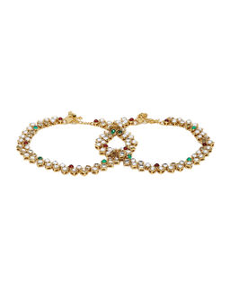 Zaveri Pearls - Gold Plated Kundan Traditional Payal