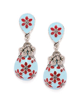 Zaveri Pearls - Beautifully Enamelled Floral Drop Earring