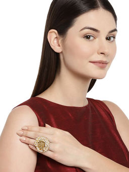 Zaveri Pearls - Gold Tone Pearls Cluster Ethnic Finger Ring