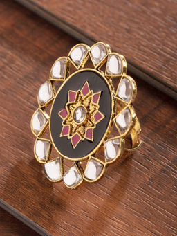 Zaveri Pearls - Goldenamelling Kundan Finger Ring
