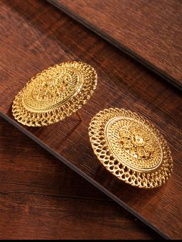 Zaveri Pearls - Gold Look Finely Detailed Stud Earring
