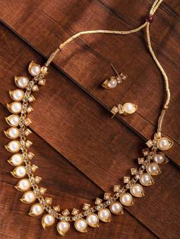 Zaveri Pearls - Gold Tone Mesmerising Necklace With Earrings (Set of 2)