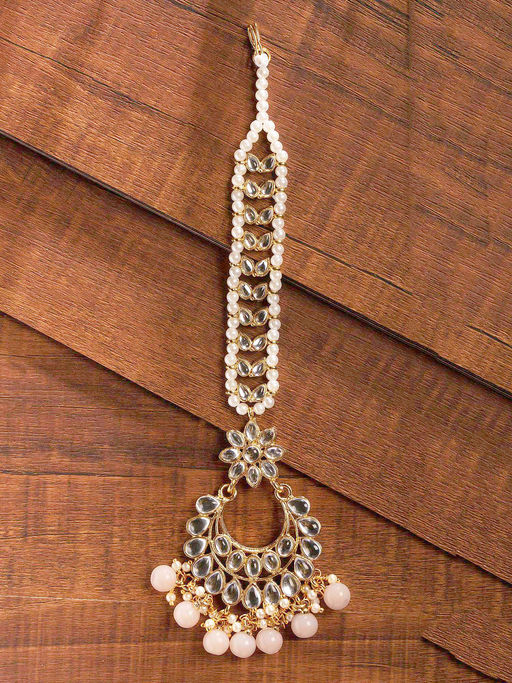 Zaveri Pearls Gold Tone Dazzling Kundan & Beads Maangtikka