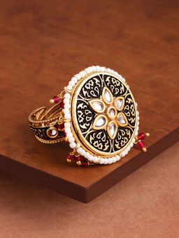 Zaveri Pearls - Gold Mesmerising Dark Antique Spinning Finger Ring