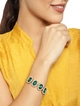 Zaveri Pearls - Gold Alluring Green Stones Stylish Bracelet