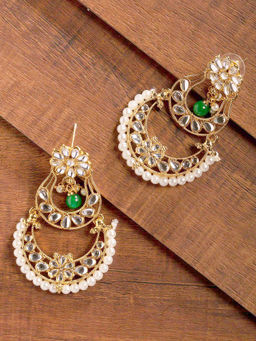 Zaveri Pearls - Gold Tone Kundan Traditional Chandbali Earring
