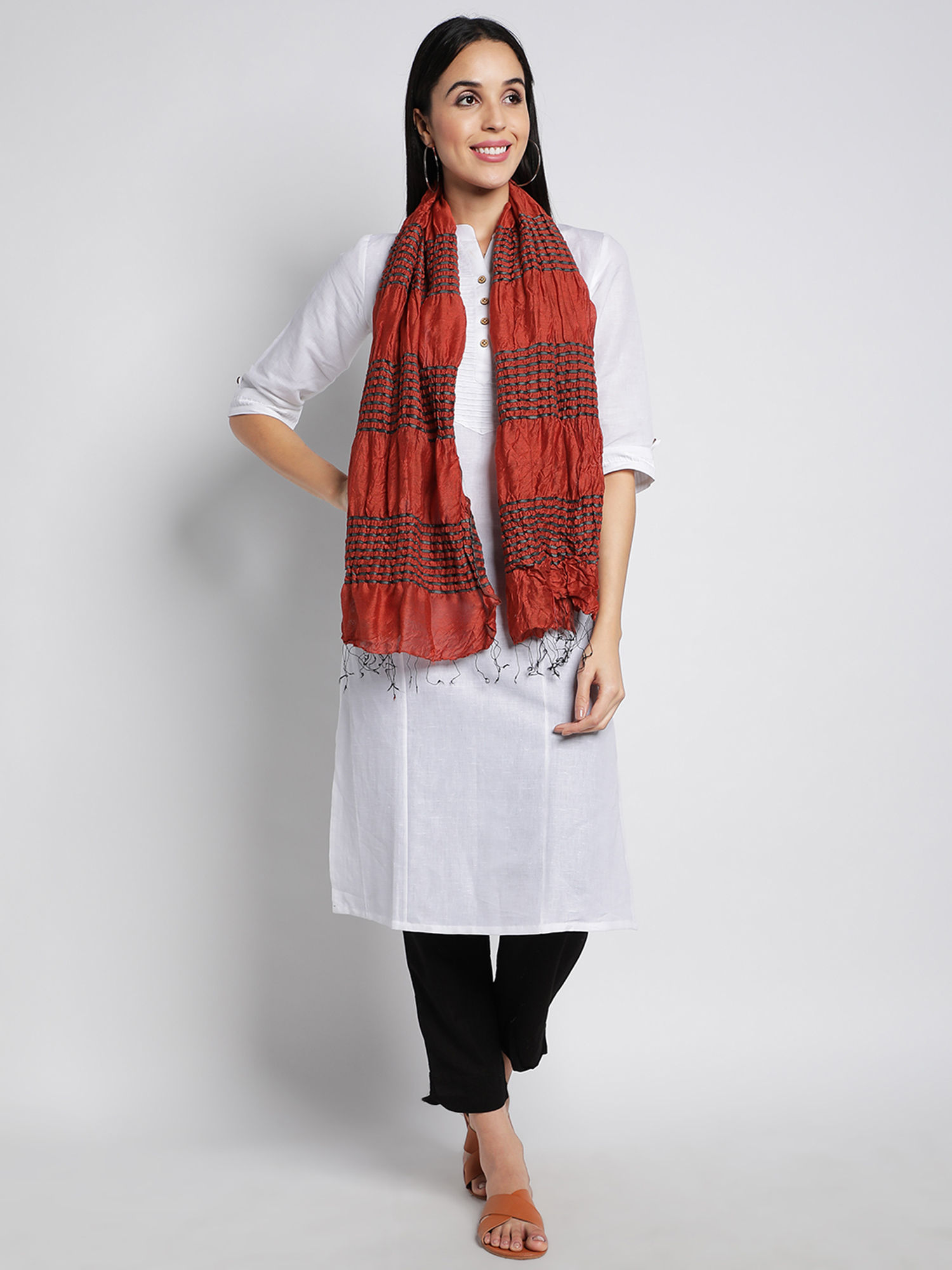 zedaar Orange Lycra Stoles-picture-14