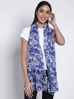 ZEDAAR - Blue Wool Printed Scarf