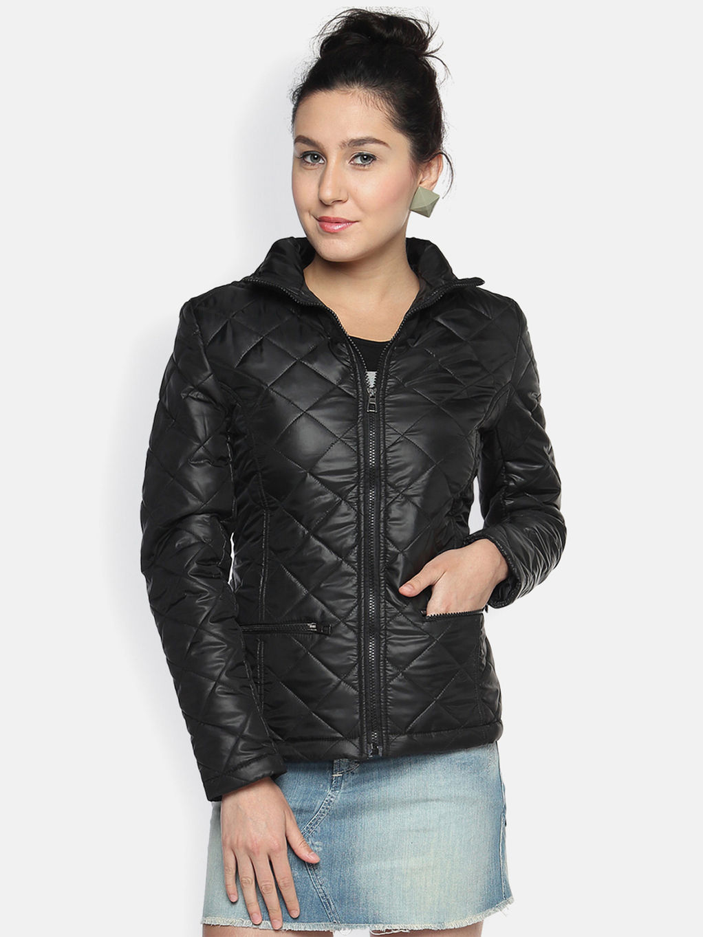 campus sutra black bomber jacket