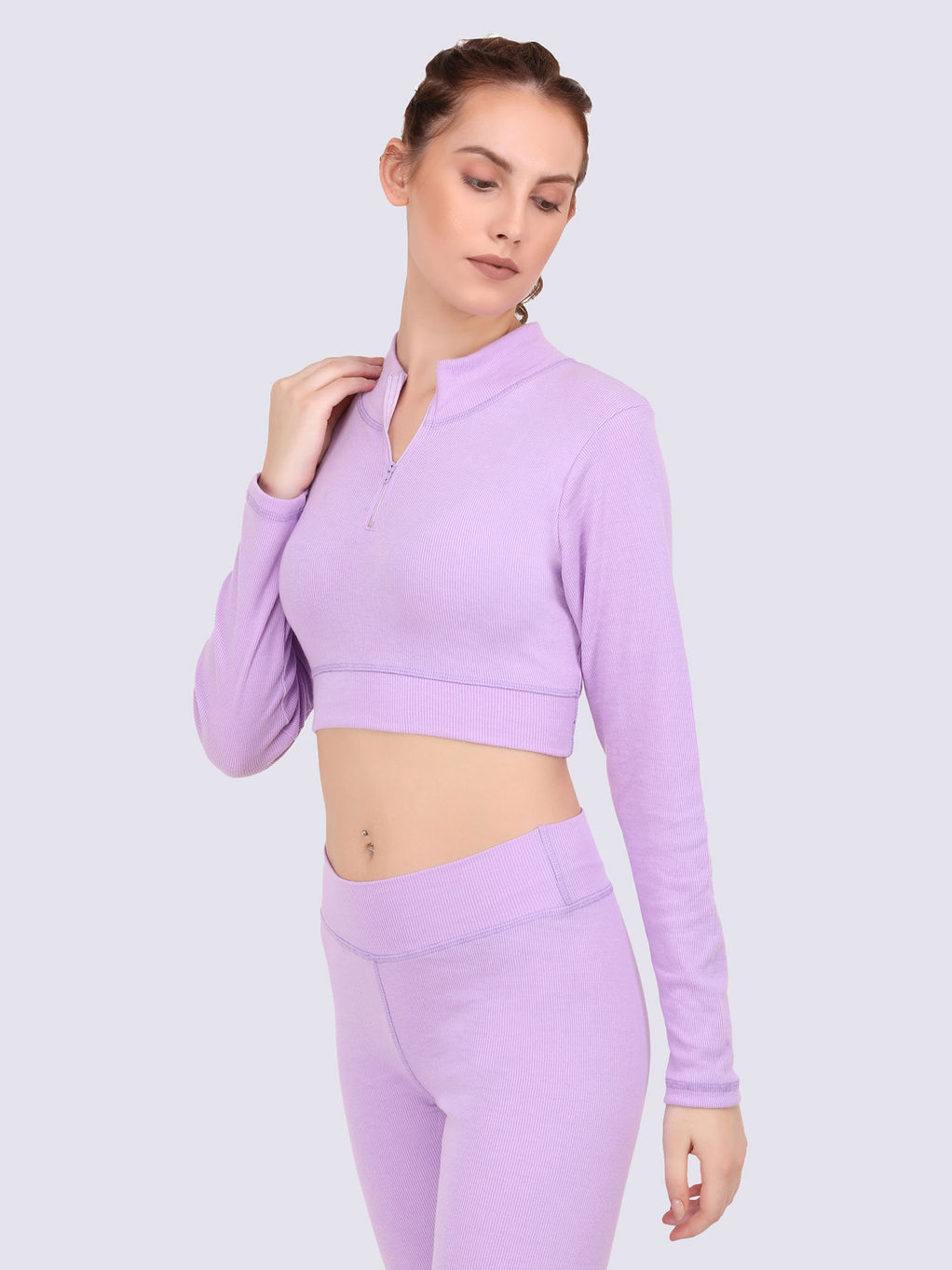 lavender turtleneck crop top