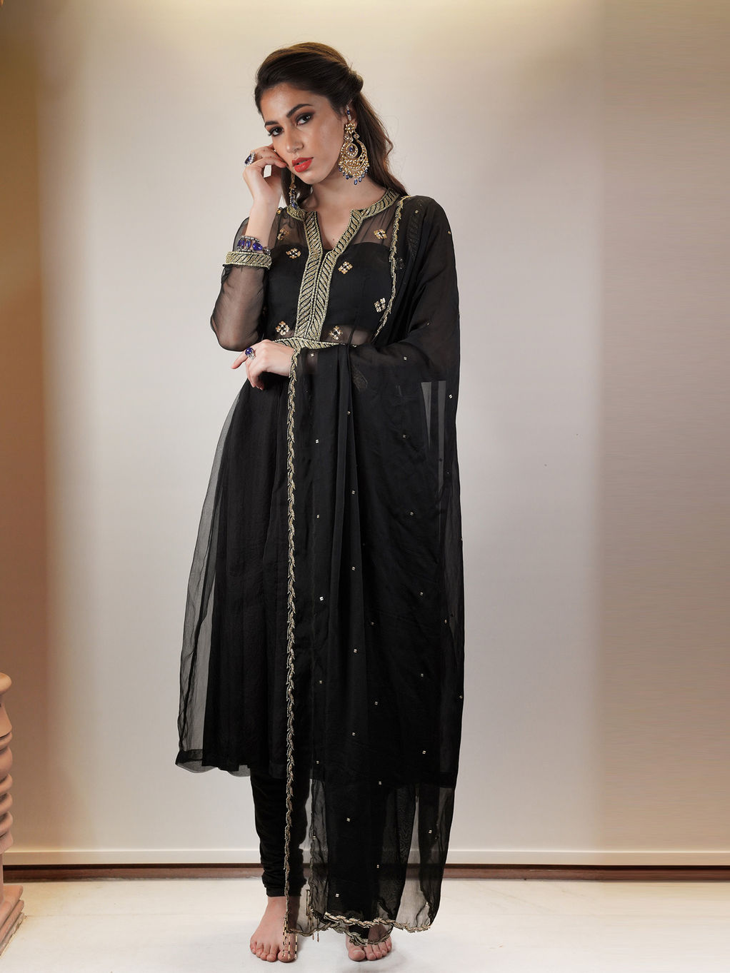 black churidar tops
