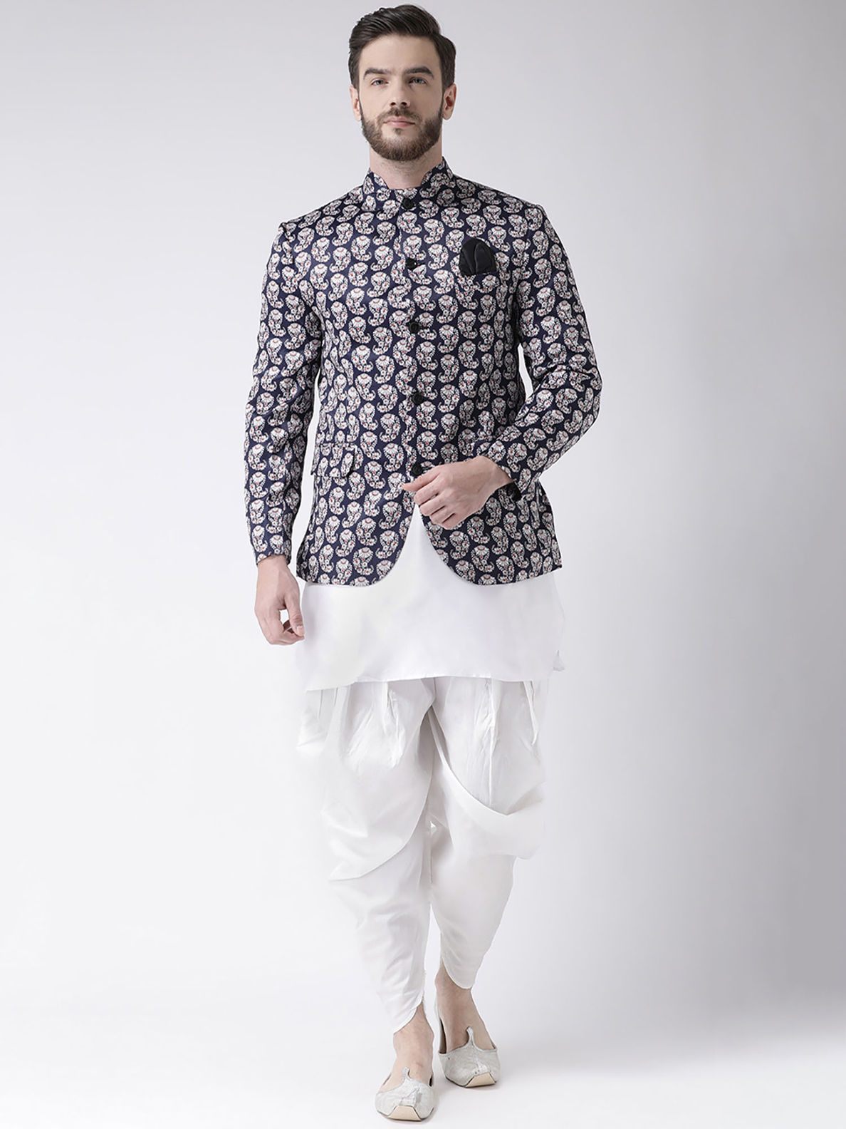 white kurta with blazer