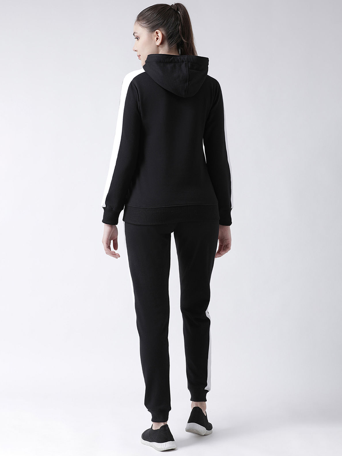 black hooded tracksuit