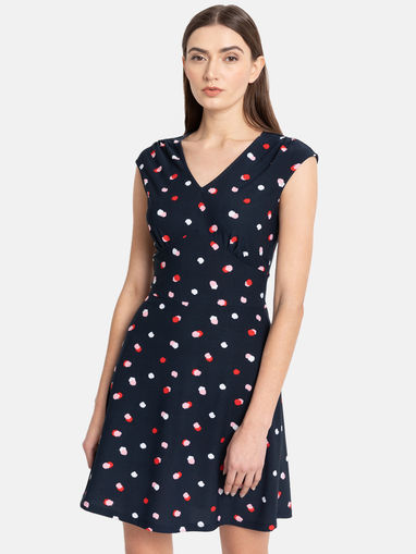 navy blue spotted dress
