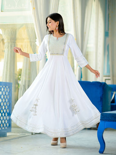 full white long frock
