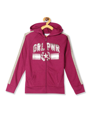 The Childrens Place Girls Active Foil French Terry Zip Up Hoodie