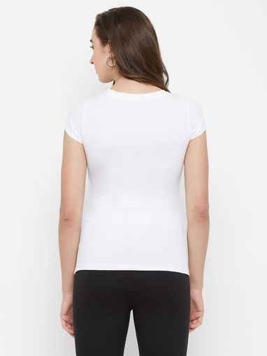 Bebe Tops Buy Bebe Snow White Round Neck Logo T Shirt Online Nykaa Fashion