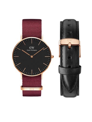 Daniel Wellington Watches Buy Daniel Wellington Classic Roselyn Rg Black Dial Cornwall Strap Watch For Men Online Nykaa Fashion
