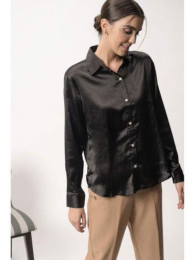 Buy Samshek Black Yoke Shirt Online 