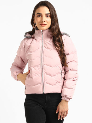pink winter jacket womens
