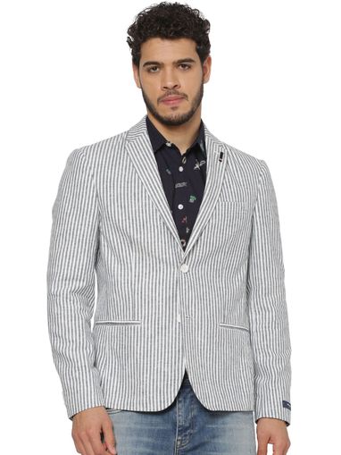 gray striped blazer