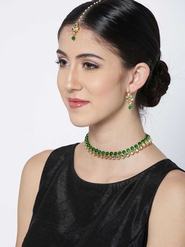 Karatcart Jewellery Sets Buy Karatcart Gold Karatcart Traditional Kundan Necklace With Earring Maangtikka Set Of 3 Online Nykaa Fashion A modern south sea baroque pearl dangling earrings set in 18 karat rose gold. nykaa fashion