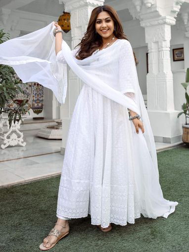 anarkali suit white