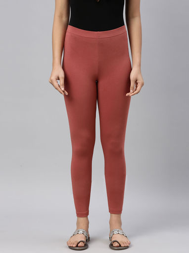 Orange Viscose Ankle Length Leggings 