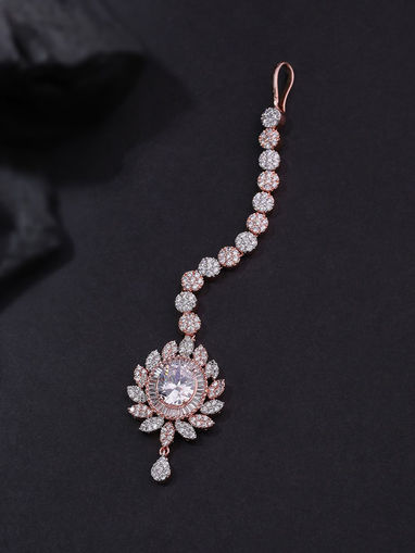 Rose gold maang tikka clearance