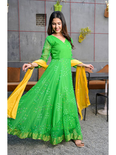 yellow gown with dupatta