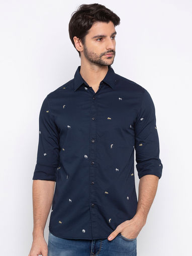spykar navy blue shirt