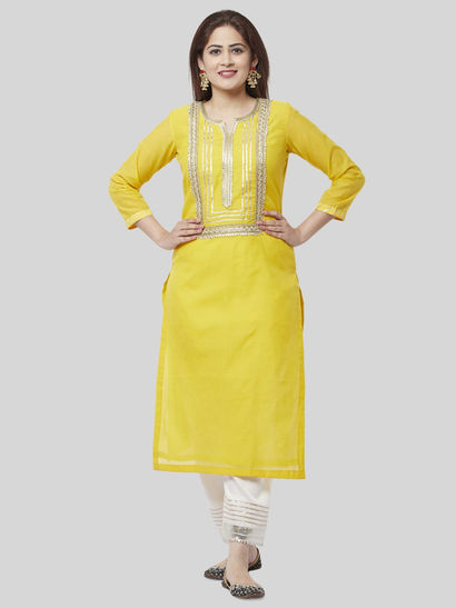 yellow kurtis combination